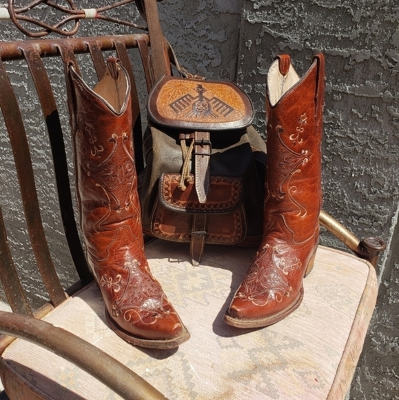 CUSTOM MADE LEATHER AZTEC‎ BACKPACK - Picture 4 of 4